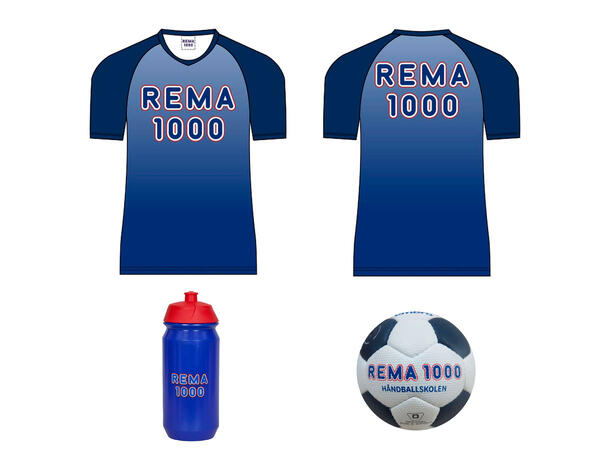 Rema 1000 Håndballpakke - Alder.5-7 År 10 Håndballer, 10 Drikkeflasker,10 Drakt